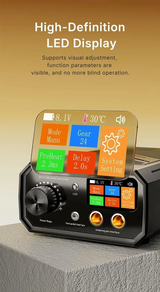 Alt view image 3 of 7 - Docreate TK-20P 10000W Spot Welder for Battery Pack Dual Pulse Max 0.3mm Welding Auto/Manual Mode LCD Display Foot Pedal(TK-20P)