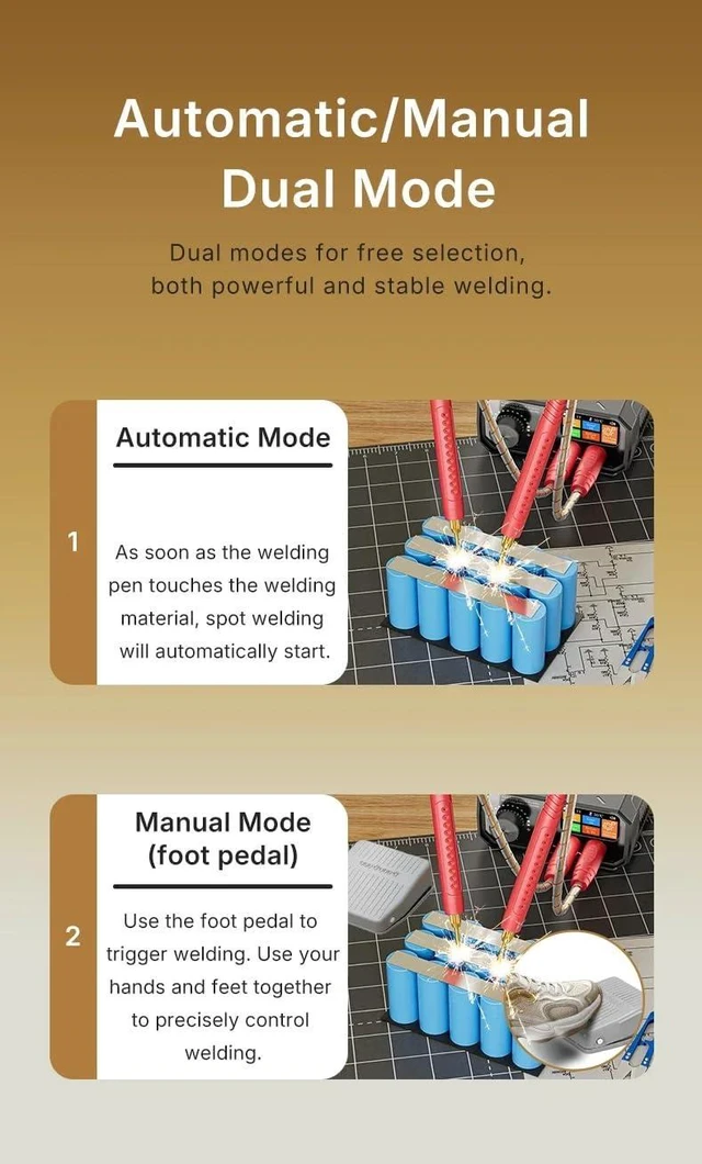 Alt view image 6 of 7 - Docreate TK-20P 10000W Spot Welder for Battery Pack Dual Pulse Max 0.3mm Welding Auto/Manual Mode LCD Display Foot Pedal(TK-20P)