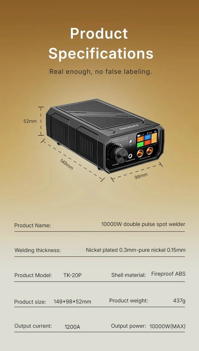 Alt view image 7 of 7 - Docreate TK-20P 10000W Spot Welder for Battery Pack Dual Pulse Max 0.3mm Welding Auto/Manual Mode LCD Display Foot Pedal(TK-20P)