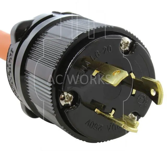 Alt view image 3 of 6 - AC WORKS NEMA L6-20P 20Amp 250Volt Locking Plug to NEMA 6-15/20R 15/20Amp 250Volt Female Connector Adapter (Flexible With Breaker)