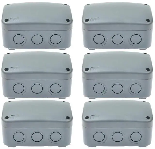 Main image of Nineleaf 6PK Outdoor Junction Box ABS Plastic Dustproof IP66 Waterproof Universal Electrical Boxes Project Enclosure Grey 4 7/8" 3 1/4" 2 1/4" inch (125x86x62mm) fit 20mm Cable Gland for Outdoor Use