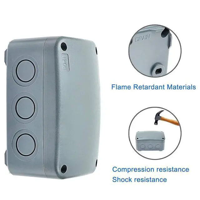 Alt view image 2 of 6 - Nineleaf 6PK Outdoor Junction Box ABS Plastic Dustproof IP66 Waterproof Universal Electrical Boxes Project Enclosure Grey 4 7/8" 3 1/4" 2 1/4" inch (125x86x62mm) fit 20mm Cable Gland for Outdoor Use