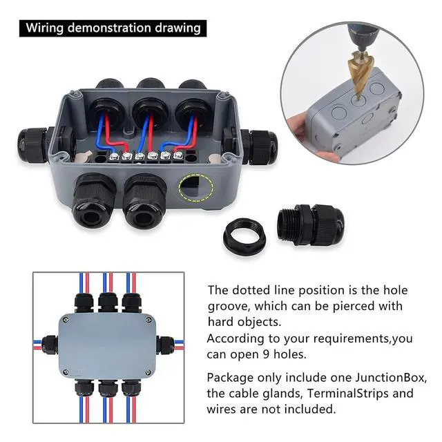 Alt view image 5 of 6 - Nineleaf 6PK Outdoor Junction Box ABS Plastic Dustproof IP66 Waterproof Universal Electrical Boxes Project Enclosure Grey 4 7/8" 3 1/4" 2 1/4" inch (125x86x62mm) fit 20mm Cable Gland for Outdoor Use