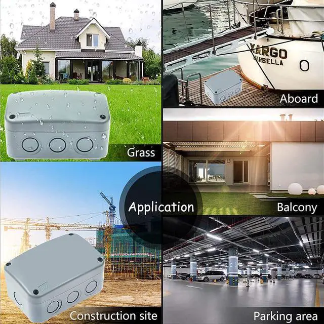 Alt view image 6 of 6 - Nineleaf 6PK Outdoor Junction Box ABS Plastic Dustproof IP66 Waterproof Universal Electrical Boxes Project Enclosure Grey 4 7/8" 3 1/4" 2 1/4" inch (125x86x62mm) fit 20mm Cable Gland for Outdoor Use