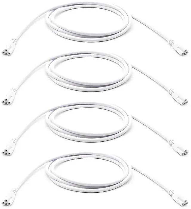 Main image of 6FT (70-55/64") T5 T8 Tube Light Fixture LED Linkable Cord, Double end Connector Cable, Power Extension Wire for LED Integrated Single Fixture, Shop light, Garage Light, Under Cabinet Light, Pack of 4