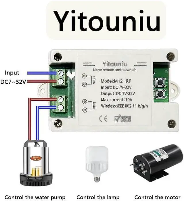 Alt view image 2 of 7 - EWeLink DC7-32V 10A Motor Forward Reverse Controller Switch, WiFi Bluetooth Remote Control, RF Compatible,Works with Alexa/Google Home Compatible, Smart Timing for Electric Desks, Screens