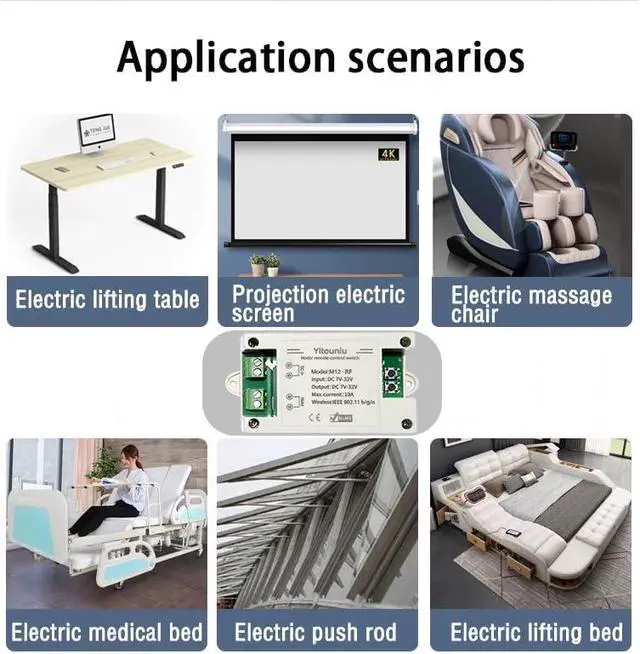 Alt view image 3 of 7 - EWeLink DC7-32V 10A Motor Forward Reverse Controller Switch, WiFi Bluetooth Remote Control, RF Compatible,Works with Alexa/Google Home Compatible, Smart Timing for Electric Desks, Screens