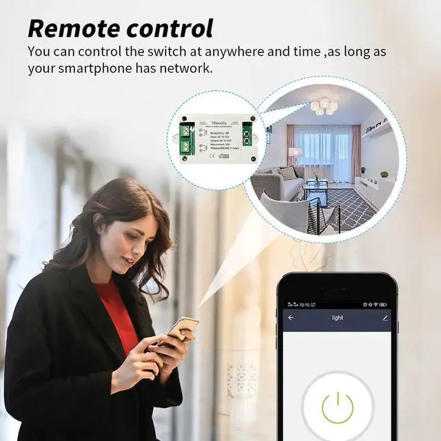 Alt view image 7 of 7 - EWeLink DC7-32V 10A Motor Forward Reverse Controller Switch, WiFi Bluetooth Remote Control, RF Compatible,Works with Alexa/Google Home Compatible, Smart Timing for Electric Desks, Screens