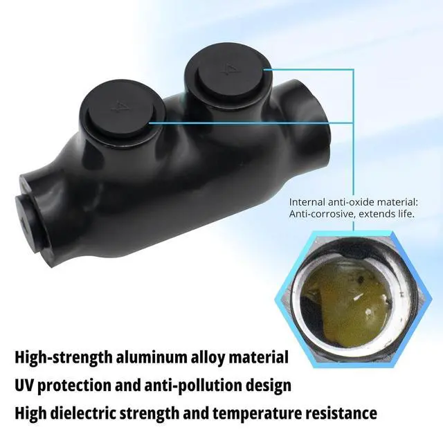 Alt view image 5 of 7 - 3/0-6AWG Insulated 3 Port Inline Splice Connector Black Wire Connectors,Allen Hex 7/32" Insulated Cable Connectors Pre-Loaded Oxide Inhibitors,UL Listed(4pcs)