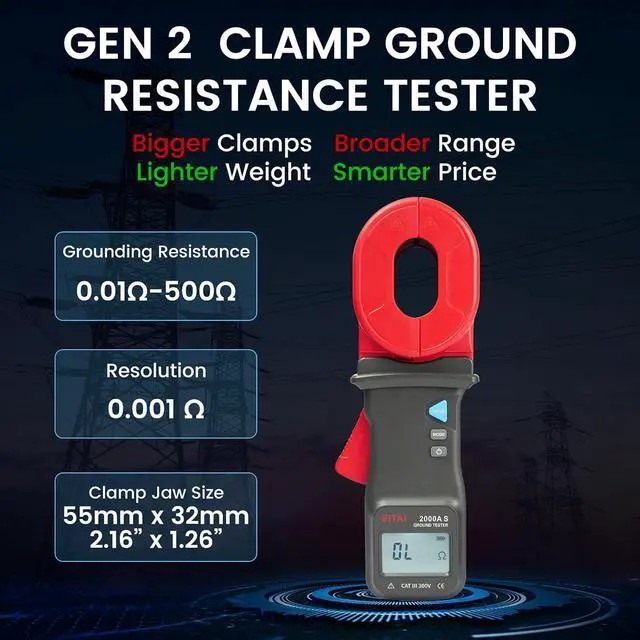 Alt view image 2 of 6 - EITAI2000A-S Digital Clamp Ground Earth Resistance Meter Tester, 0.01-500, Manufacturer Direct Sales, telurometro