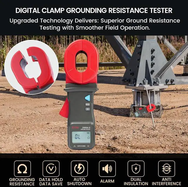 Alt view image 3 of 6 - EITAI2000A-S Digital Clamp Ground Earth Resistance Meter Tester, 0.01-500, Manufacturer Direct Sales, telurometro