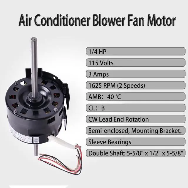 Alt view image 2 of 7 - 1/4 HP 115V 1625 RPM 2 Speed Air Conditioner Blower Fan Motor Compatible with Coleman ORV4538 6757B311 322P708