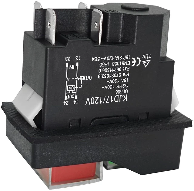 Alt view image 2 of 7 - KJD17 Electromagnetic Pushbutton Switch - 120V/220V 4-Pin 16A for Garden Tools and Power Tools
