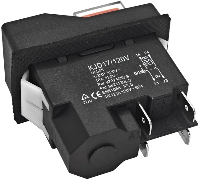 Alt view image 6 of 7 - KJD17 Electromagnetic Pushbutton Switch - 120V/220V 4-Pin 16A for Garden Tools and Power Tools