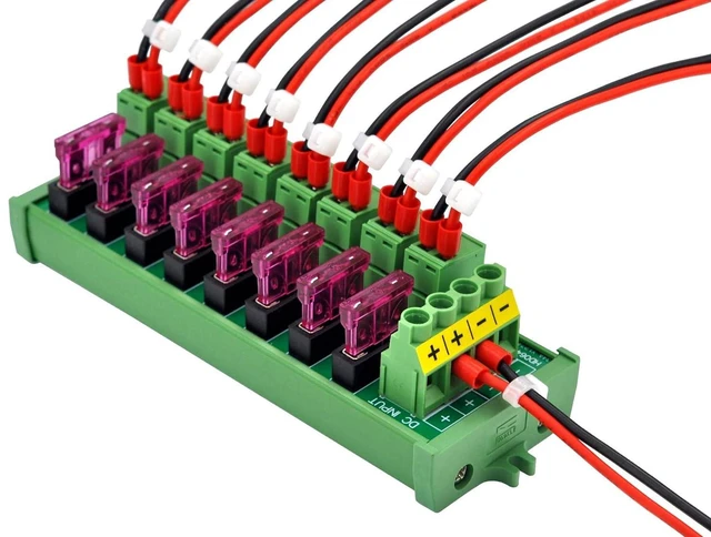 Alt view image 5 of 7 - Screw Mount DC 5-32V 8 Channel Pluggable Top Wiring Terminal Block Power Distribution Fuse Module, HCDC HD064VP