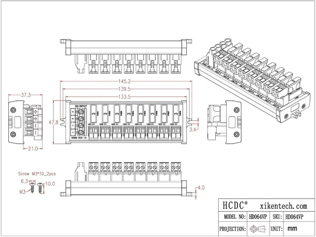 Alt view image 7 of 7 - Screw Mount DC 5-32V 8 Channel Pluggable Top Wiring Terminal Block Power Distribution Fuse Module, HCDC HD064VP