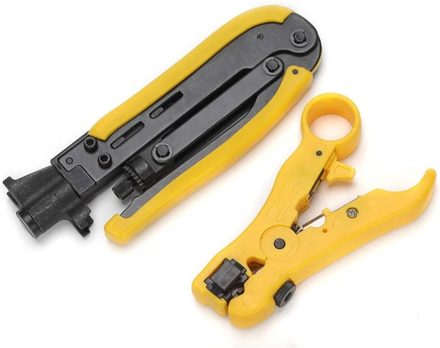 Alt view image 2 of 7 - F Compression Tool Coax Cable Crimper Kit, Adjustable RG6 RG59 RG11 75-5 75-7 Coaxial Cable Stripper with F Compression Connectors Pack of 10