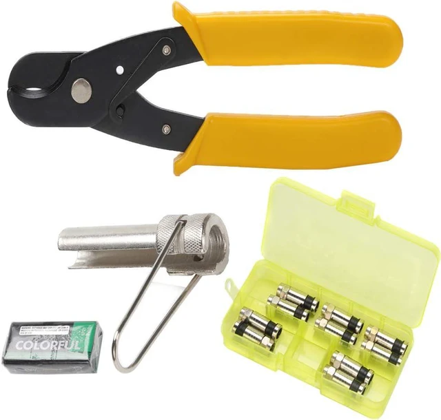 Alt view image 5 of 7 - F Compression Tool Coax Cable Crimper Kit, Adjustable RG6 RG59 RG11 75-5 75-7 Coaxial Cable Stripper with F Compression Connectors Pack of 10