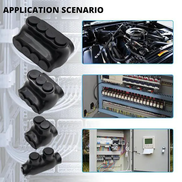 Alt view image 7 of 7 - 3/0-6AWG Insulated 3 Port Inline Splice Connector Black Wire Connectors,Allen Hex 7/32" Insulated Cable Connectors Pre-Loaded Oxide Inhibitors,UL Listed(4pcs)