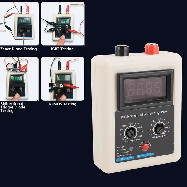 Alt view image 6 of 7 - 50-3700V Withstand Voltage Tester, IGBT Transistor Diode Tester, MOS Triode LED Voltage Capability Tester, with Digital Display Panel (Green Light)