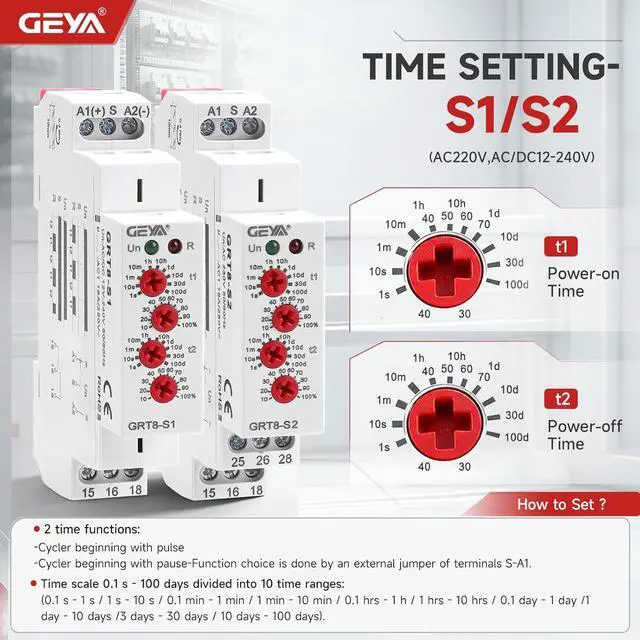 Alt view image 2 of 7 - Asymmetric Cycle Timer 2SPDT Relay 16A AC/DC12V-240V Electronic Repeat Relay(GRT8-S2,AC/DC12V-240V)