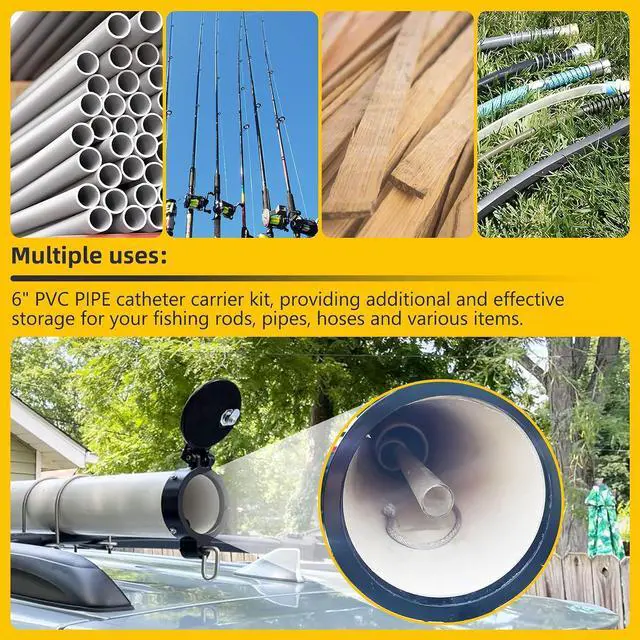Alt view image 7 of 7 - TENGBASE 6" PVC Pipe Conduit Carrier Kit, Universal Fit, No Drilling Required, Black