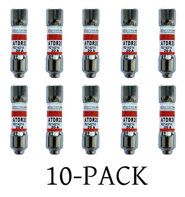 Alt view image 3 of 3 - 10-Pack New ATDR20 ATDR-20 ATDR-20A 600Vac Time Delay Class CC FuseATDR-20A Cartridge Time-Delay Fuse
