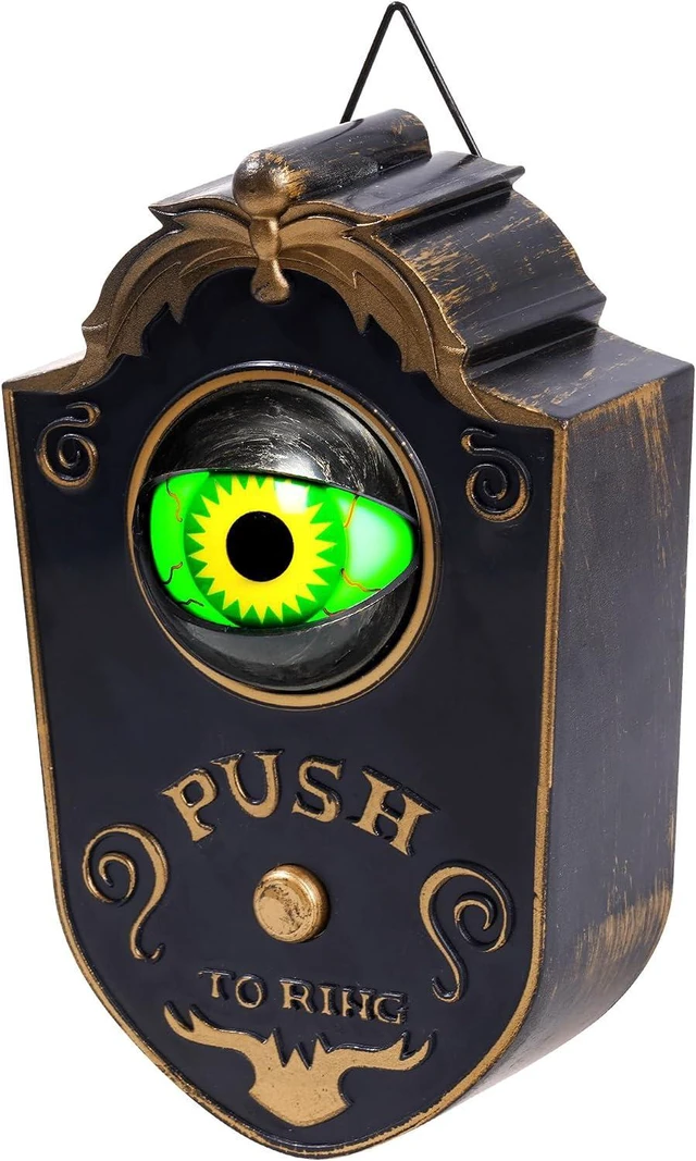 Main image of Halloween Doorbell, Animated Eyeball Haunted Doorbell Halloween Decoration with Spooky Sounds, Trick or Treat Event for Halloween Party House Decor, Black