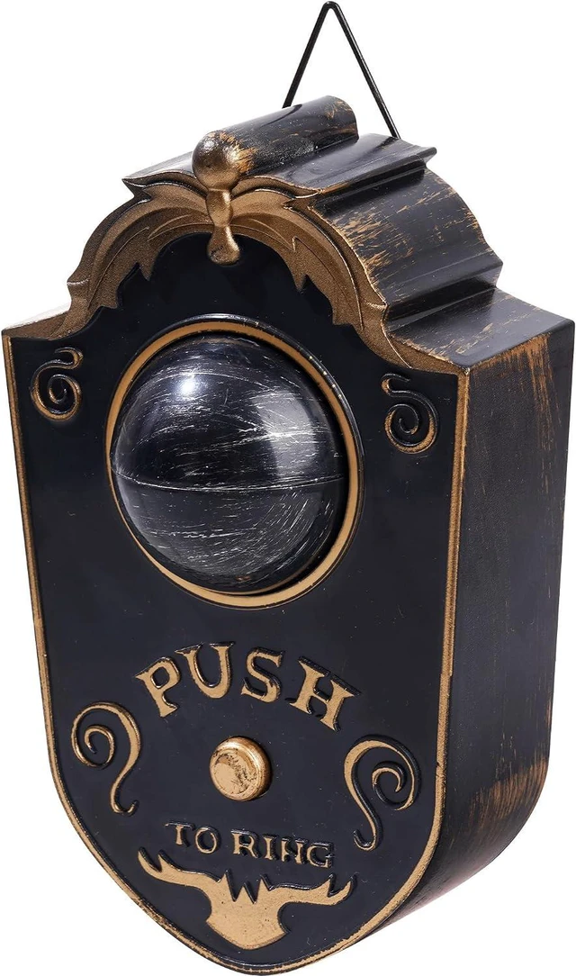 Alt view image 6 of 7 - Halloween Doorbell, Animated Eyeball Haunted Doorbell Halloween Decoration with Spooky Sounds, Trick or Treat Event for Halloween Party House Decor, Black