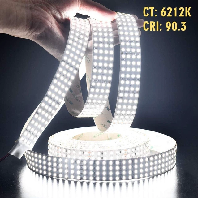 Alt view image 5 of 7 - Super Bright White LED Strip - 2835SMD High CRI 90 Quad Row Flexible LED Strip Lights - 24VDC IP20 17,650 lm/Roll for LED Retail Shops, Videography Lighting (5m/16.4' Daylight White)