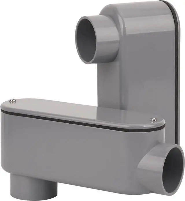 Main image of 2Pack 1-1/2Inch Rigid PVC Conduit Body Type LB 1.50IN Slip x Slip PVC Conduit Bodies LB Type with Cover and Gasket, Gray