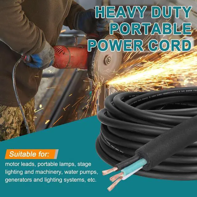 Alt view image 4 of 5 - MECCANIXITY SOOW 12 Gauge 3 Conductor Electrical Wire, 50ft 12 AWG Automotive Wire, Portable Power Cable 600V for Generators, LED Lights, Battery Chargers, Flexible Extension Cord