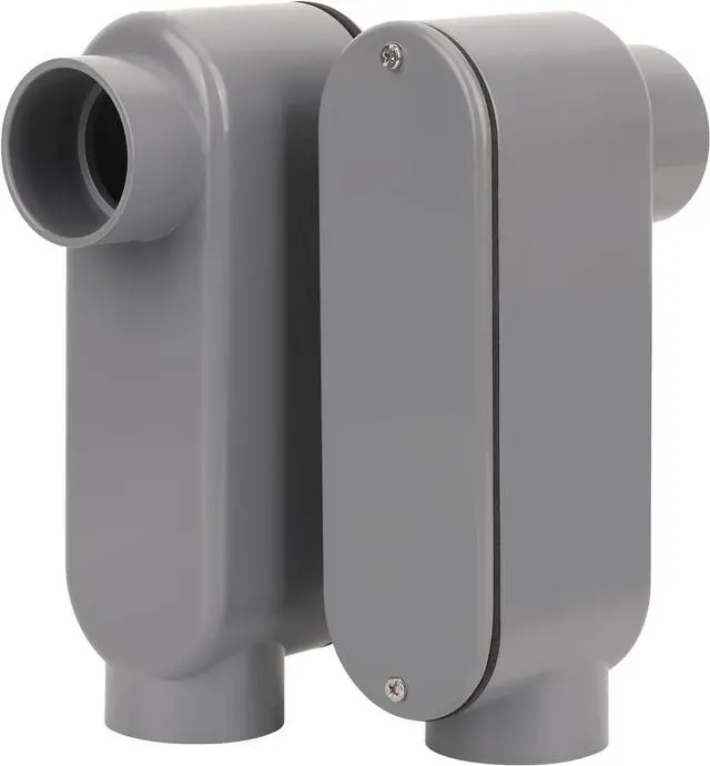 Alt view image 6 of 7 - 2Pack 1-1/2Inch Rigid PVC Conduit Body Type LB 1.50IN Slip x Slip PVC Conduit Bodies LB Type with Cover and Gasket, Gray
