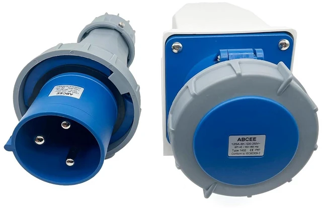 Alt view image 2 of 7 - 1Set IEC60309 125A 3Pin Male+Surface-Mounted Receptacle Connector,Industrial Waterproof Connector 220V-250V 2P+E 6H IP67 Aviation Connector,Cable Coupling Connector,for Automatic Control