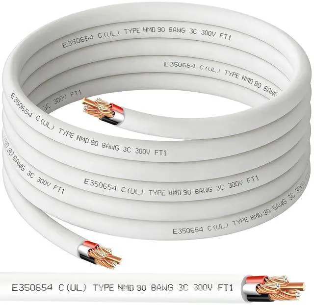 Main image of NMD90 Electrical Wire, 8/3, Non-Metallic Sheathed Cable for Indoor Electric Wiring, Residential and Commercial Buildings Wiring, Electric Wire 8 AWG 3 Conductors, 25FT, CUL Certification