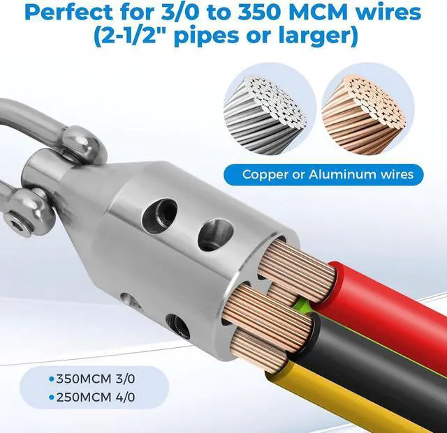 Alt view image 6 of 7 - Upgrade Penguin Puller Sr, Wire Pulling Attachment (69700), Heavy Duty Electrical Cable Pulling Tool, 4000 lbs Maximum Pulling Force, Suitable for 3/0 to 350 MCM Copper and Aluminum Wires