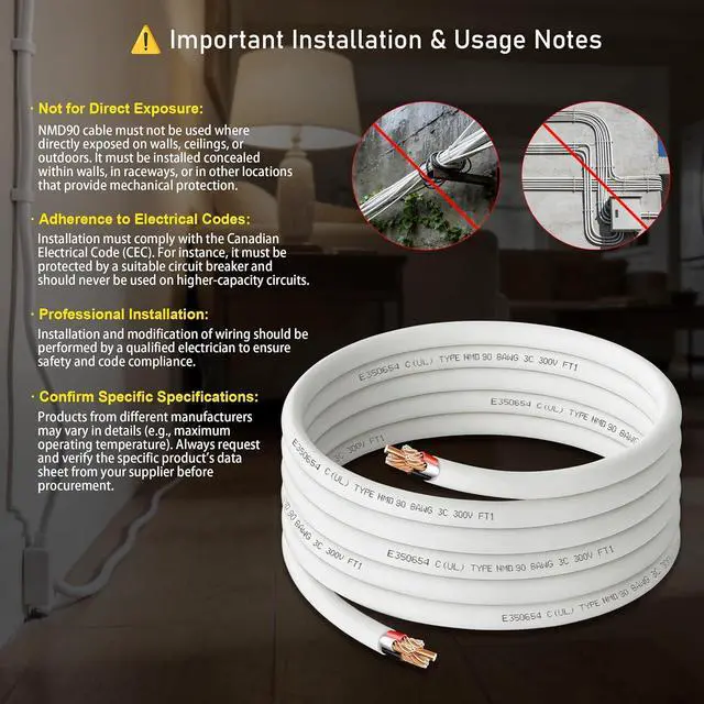 Alt view image 7 of 7 - NMD90 Electrical Wire, 8/3, Non-Metallic Sheathed Cable for Indoor Electric Wiring, Residential and Commercial Buildings Wiring, Electric Wire 8 AWG 3 Conductors, 25FT, CUL Certification