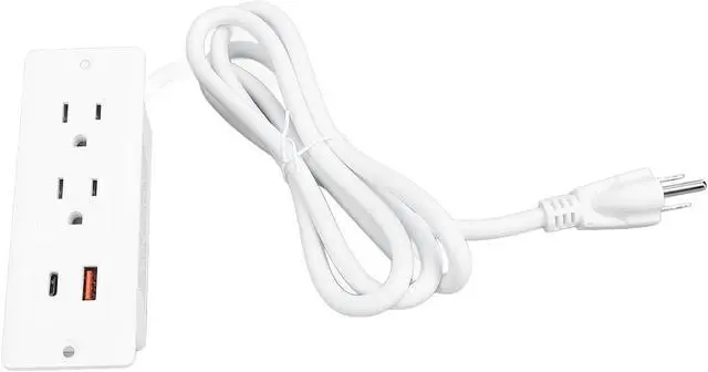 Alt view image 6 of 7 - Recessed Power Strip Fast Charging 2 Outlets 1 USB C 1 USB A Desk Convenient for Bedside Table Office