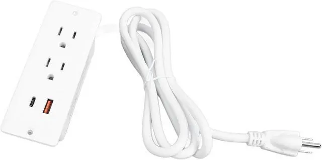 Alt view image 7 of 7 - Recessed Power Strip Fast Charging 2 Outlets 1 USB C 1 USB A Desk Convenient for Bedside Table Office