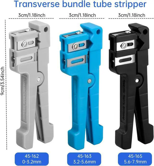 Alt view image 2 of 6 - 6 Pack Fiber Optic Cutter Tool 45-162 & 45-163 & 45-165 Coax Cable Stripper Fiber Optical Buffer Tube Jacket Stripper coaxial cable crimper universal wire stripper