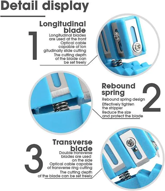 Alt view image 3 of 6 - 6 Pack Fiber Optic Cutter Tool 45-162 & 45-163 & 45-165 Coax Cable Stripper Fiber Optical Buffer Tube Jacket Stripper coaxial cable crimper universal wire stripper