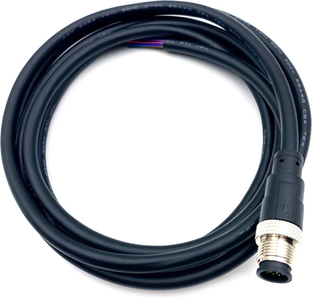 Alt view image 6 of 7 - 16.4ft M12 12 Pin Male Connector Cable, A Code Straight Molding Wire Male Aviation Sensor Electrical PVC Cable Industrial Molded Wire AWG265Meter