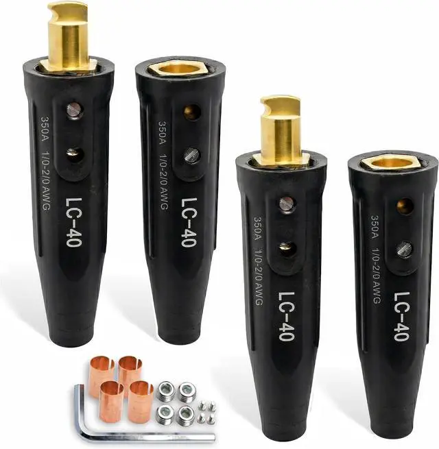 Main image of 2 Pack LC-40 Welding Cable Quick Connectors, Male & Female Welding Lead Plug Set, 350A Heavy Duty for 1/02/0 Cables