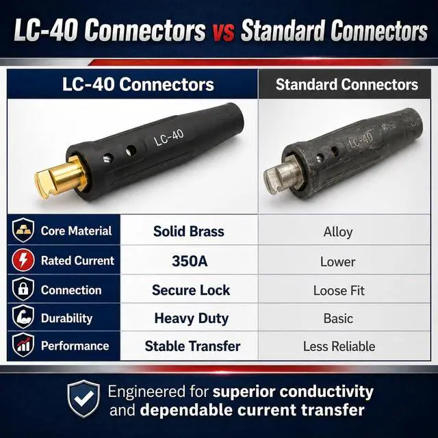 Alt view image 4 of 7 - 2 Pack LC-40 Welding Cable Quick Connectors, Male & Female Welding Lead Plug Set, 350A Heavy Duty for 1/02/0 Cables