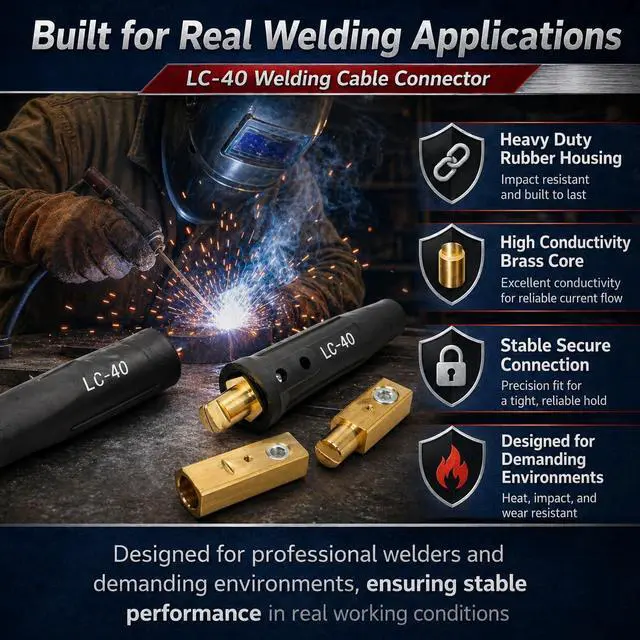 Alt view image 7 of 7 - 2 Pack LC-40 Welding Cable Quick Connectors, Male & Female Welding Lead Plug Set, 350A Heavy Duty for 1/02/0 Cables