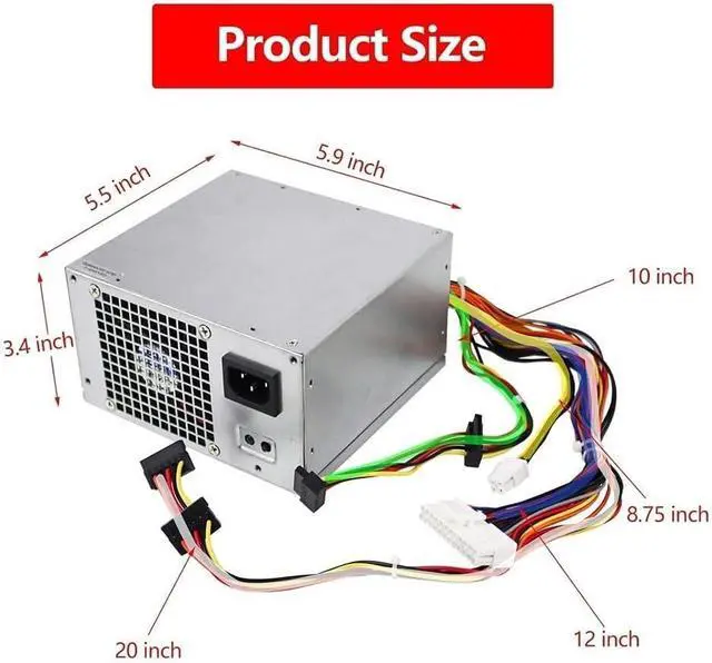 Alt view image 6 of 7 - 300W Power Supply PS-6301-06D for Dell for OptiPlex 3847 3010 7010 9010 Vostro Studio, Replaces L300PM-00 B300NM-00 L265EM-00 with for SATA Connectors