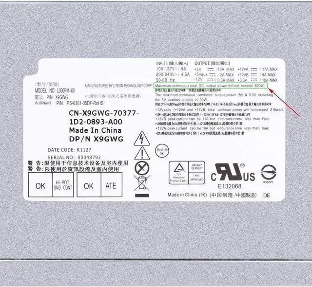 Alt view image 5 of 7 - 300W Power Supply PS-6301-06D for Dell for OptiPlex 3847 3010 7010 9010 Vostro Studio, Replaces L300PM-00 B300NM-00 L265EM-00 with for SATA Connectors
