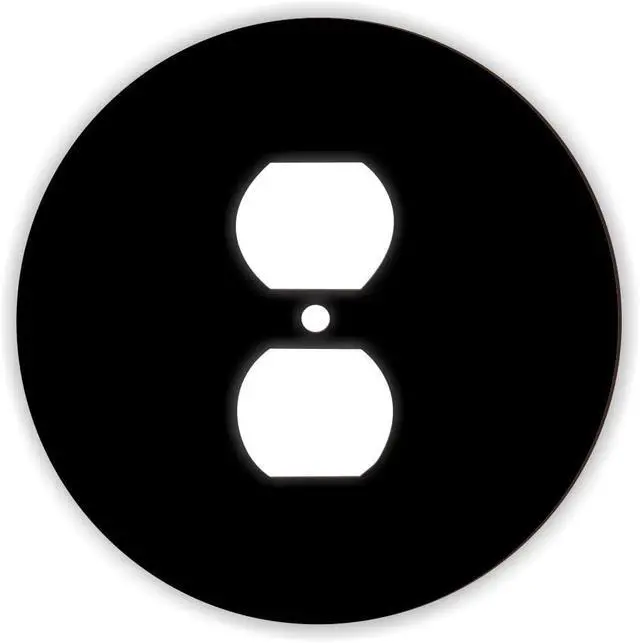 Alt view image 2 of 7 - Island Gifting - Solid Black Circle Design - Round Duplex Outlet Cover Plate, Decorative Wall Plate, Modern Electrical Outlet Cover for Home