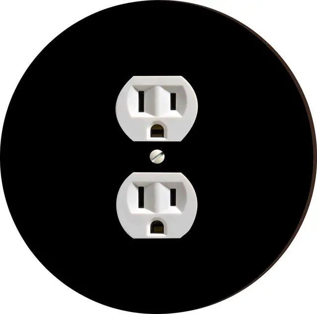Main image of Island Gifting - Solid Black Circle Design - Round Duplex Outlet Cover Plate, Decorative Wall Plate, Modern Electrical Outlet Cover for Home