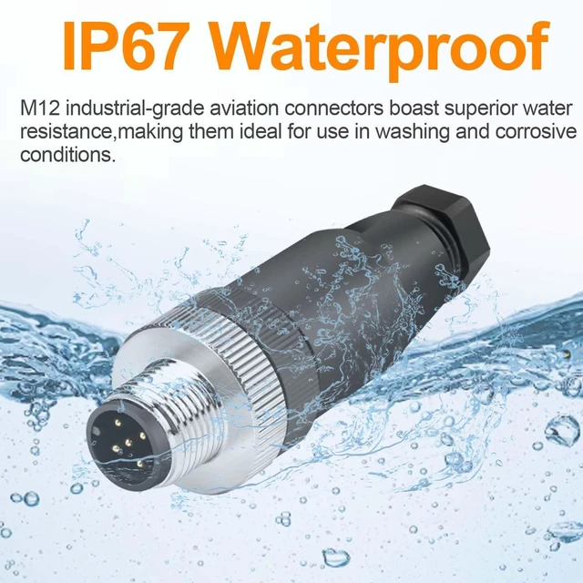 Alt view image 2 of 7 - 10Pcs M12 5-Pin Male Aviation Connector Industrial A-Code Plug Waterproof
